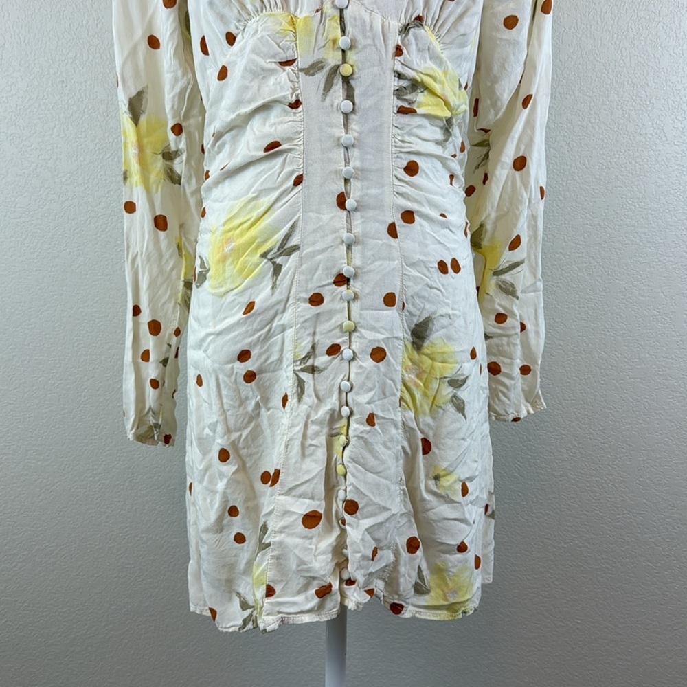 Free People Cream Date Night Long Sleeve Mini Dress Size Small - Picture 6 of 12